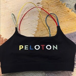 Peloton Black Sports Bra with Colorful Straps